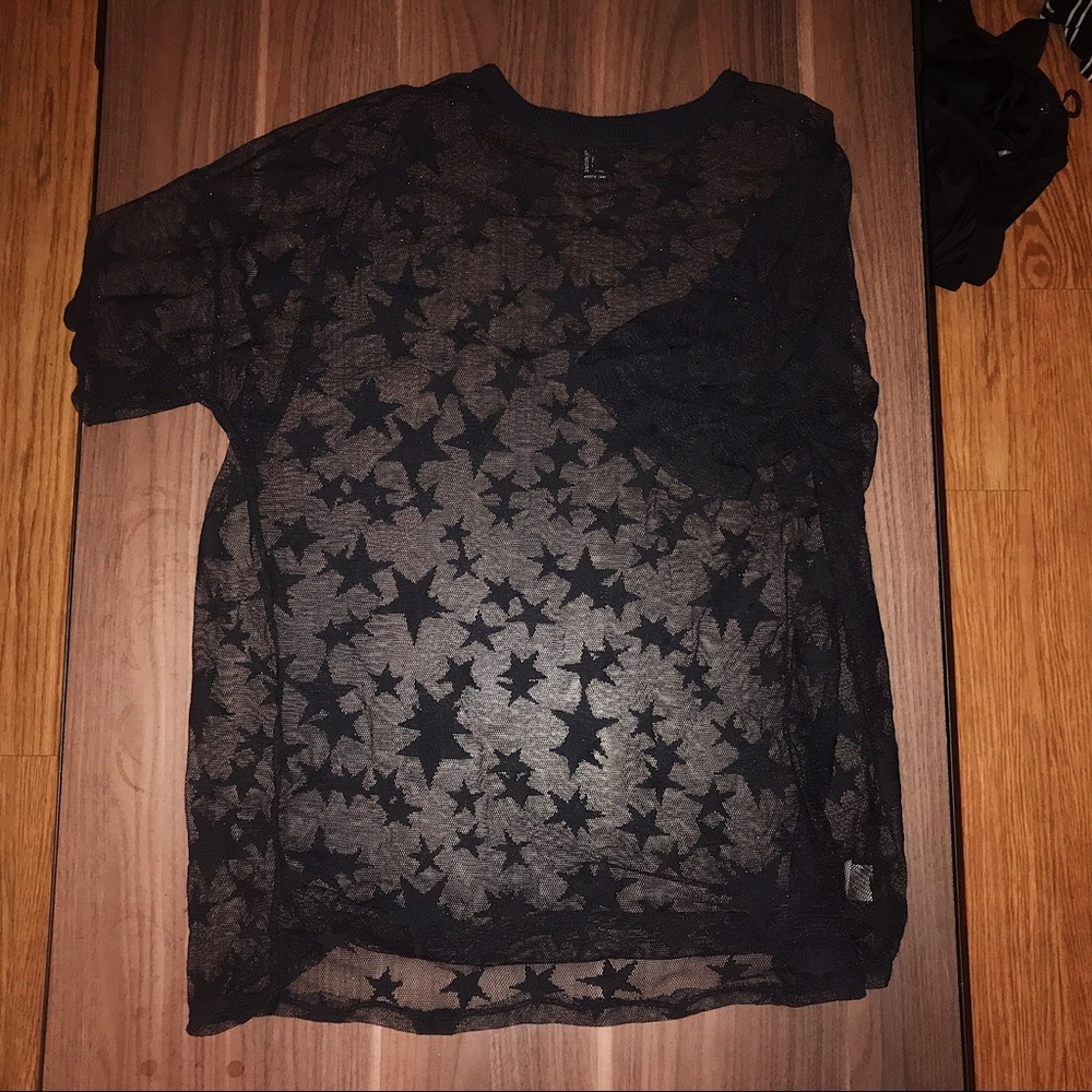 Oversized star mesh t shirt
